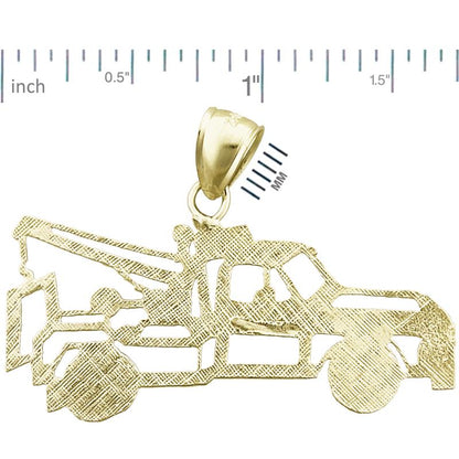 14K Gold Outlined Tow Truck Pendant