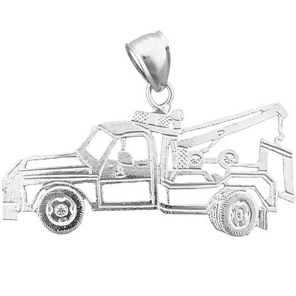 14K Gold Outlined Tow Truck Pendant