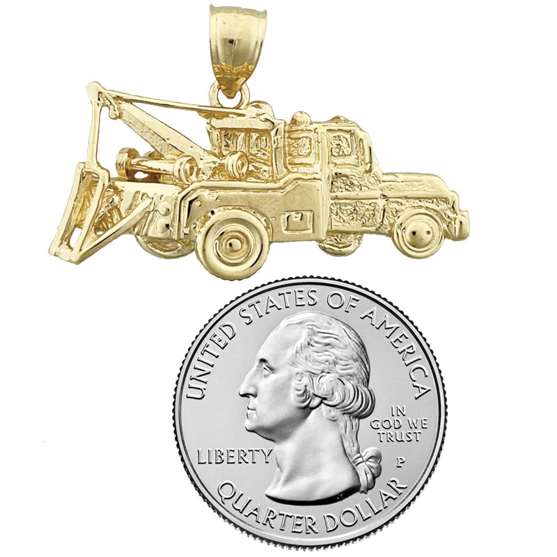 14K Gold Tow Truck Pendant