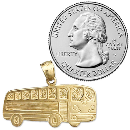 14K Gold Bus Pendant
