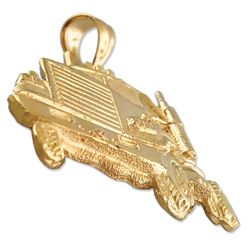14K Gold 30MM Big Rig Truck Pendant