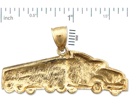 14K Gold 18 Wheeler Truck Pendant