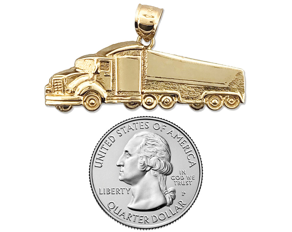 14K Gold 18 Wheeler Truck Pendant