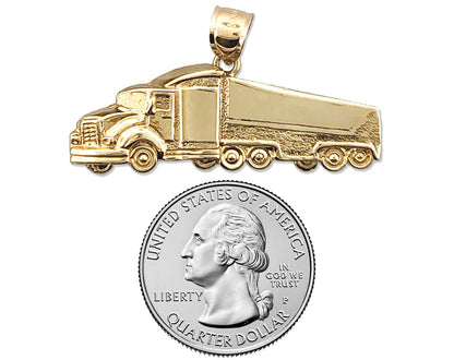 14K Gold 18 Wheeler Truck Pendant