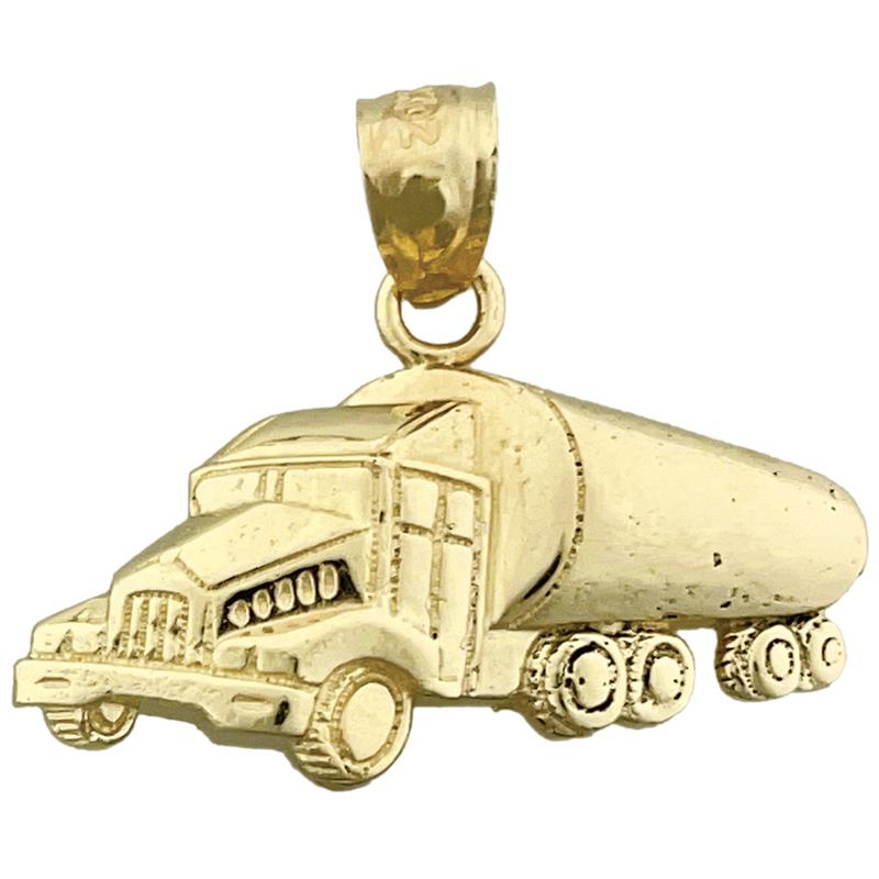 14K Gold Tank Truck Pendant