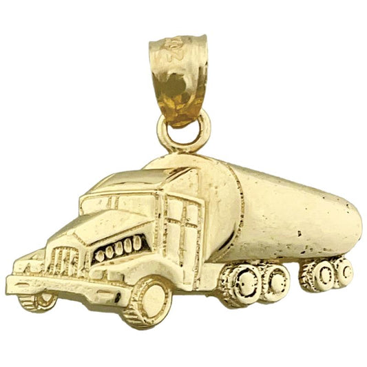 14K Gold Tank Truck Pendant