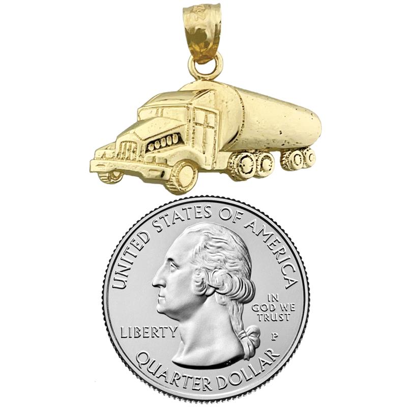 14K Gold Tank Truck Pendant