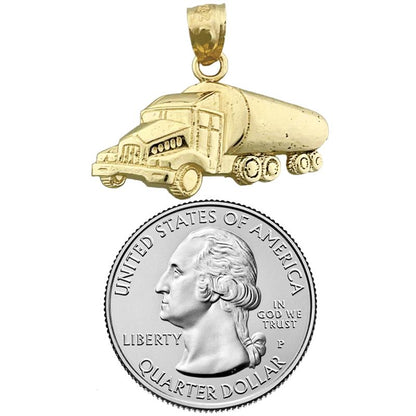 14K Gold Tank Truck Pendant