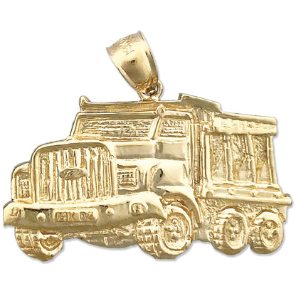 14K Gold 33MM Dump Truck Pendant