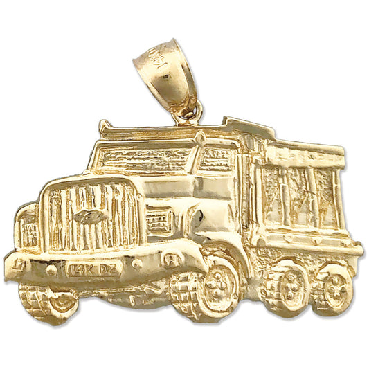 14K Gold 33MM Dump Truck Pendant