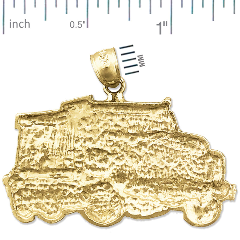 14K Gold 33MM Dump Truck Pendant