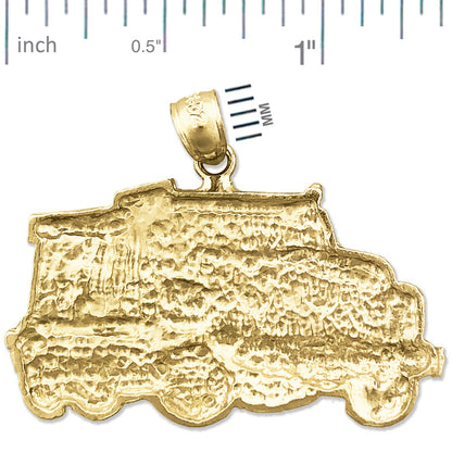14K Gold 33MM Dump Truck Pendant