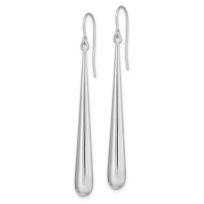 14K White Gold Polished Shepherd Hook Earrings