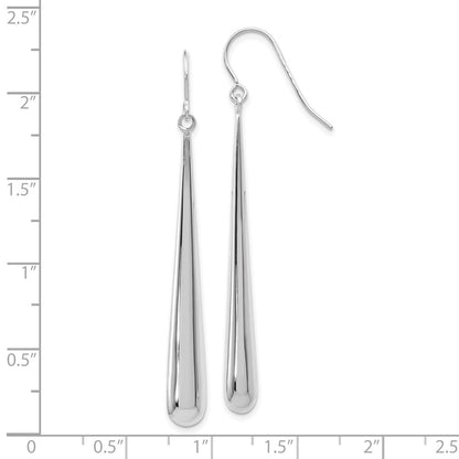 14K White Gold Polished Shepherd Hook Earrings