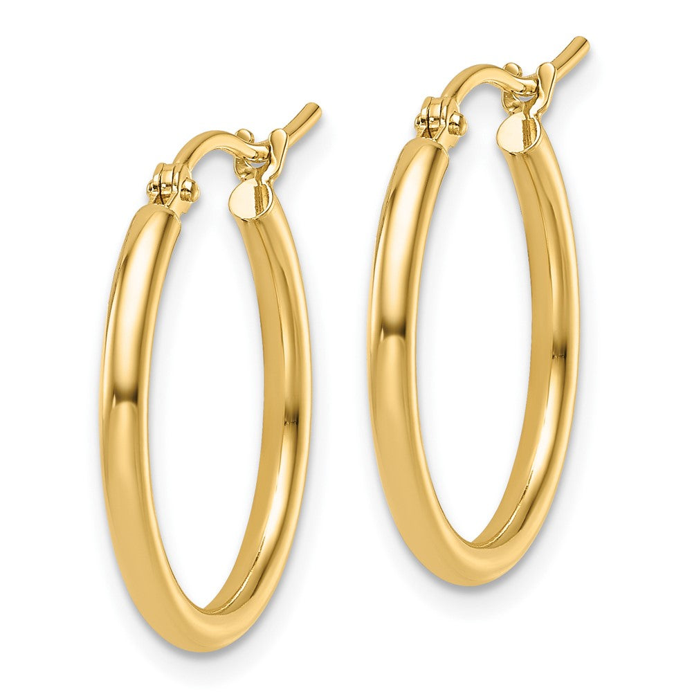 14K Yellow Gold 2X20mm Polished Hoop Earrings