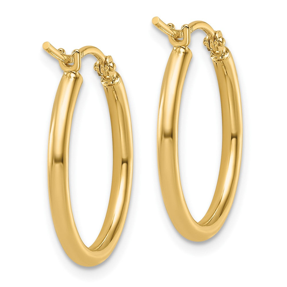 14K Yellow Gold 2X20mm Polished Hoop Earrings