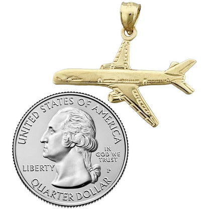 14K Gold Two Engine Airplane Pendant