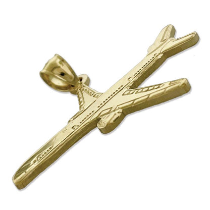 14K Gold Two Engine Airplane Pendant