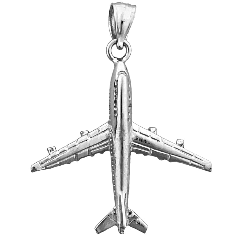 14K Gold 3D Four Engine Airplane Pendant
