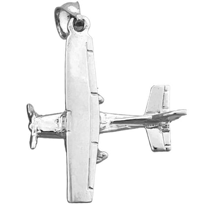 14K Gold 3D High Wing Airplane Pendant