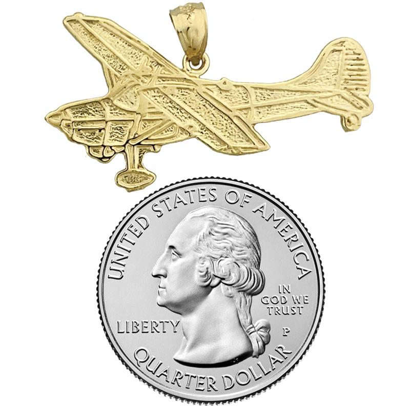 14K Gold 35MM Long Cessna Airplane Pendant