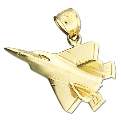 14K Gold F22 Raptor Military Jet Pendant