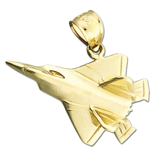 14K Gold F22 Raptor Military Jet Pendant