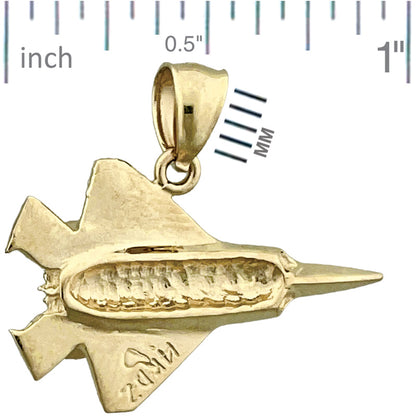 14K Gold F22 Raptor Military Jet Pendant