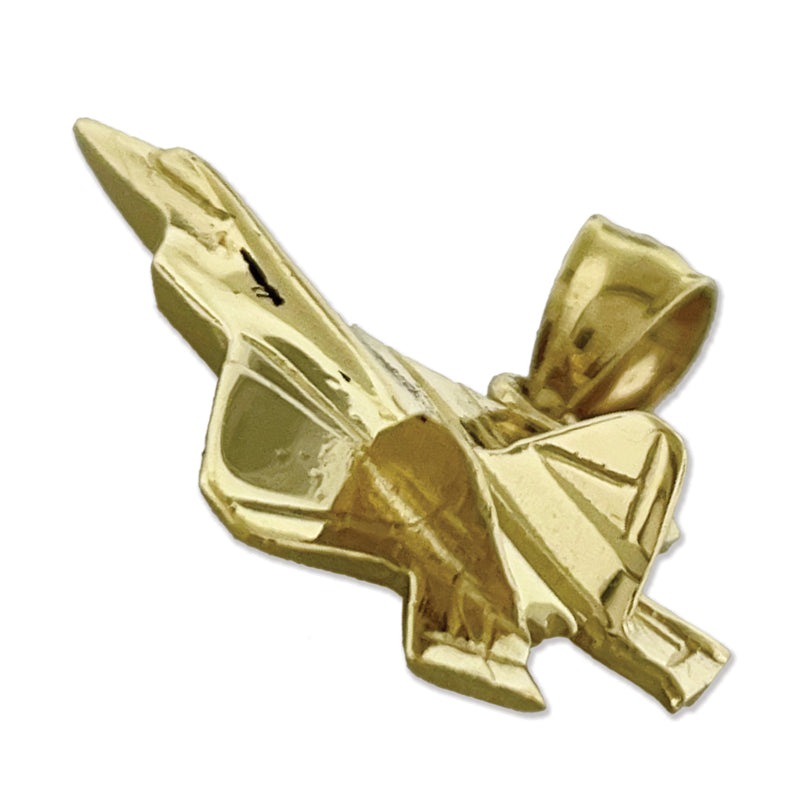 14K Gold F22 Raptor Military Jet Pendant