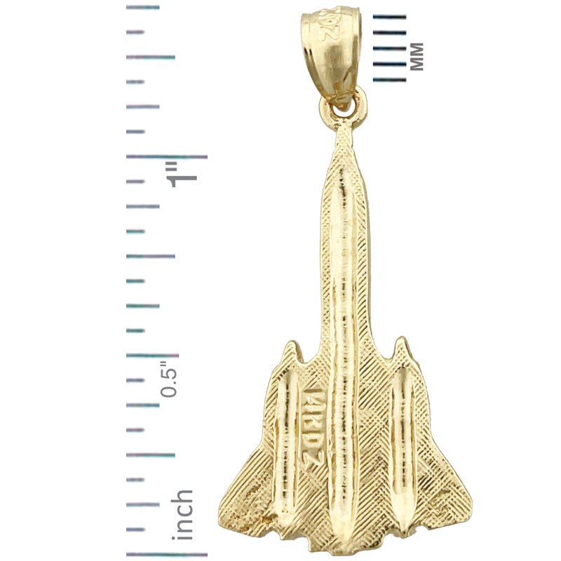 14K Gold SR-71 Blackbird Military Jet Pendant