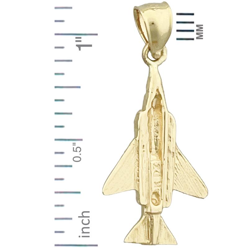 14K Gold F-4 Phantom Fighter Jet Charm