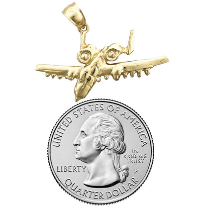 14K Gold A10 Thunderbolt Aircraft Pendant