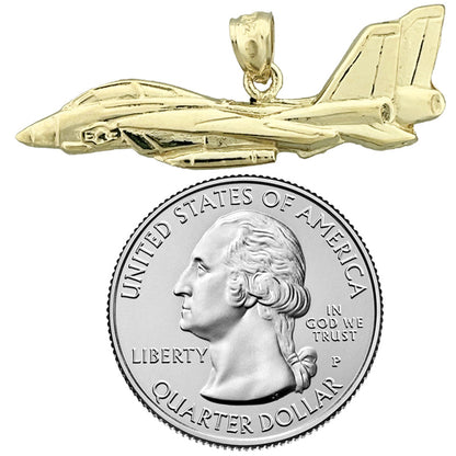 14K Gold F14A Tomcat Fighter Jet Pendant