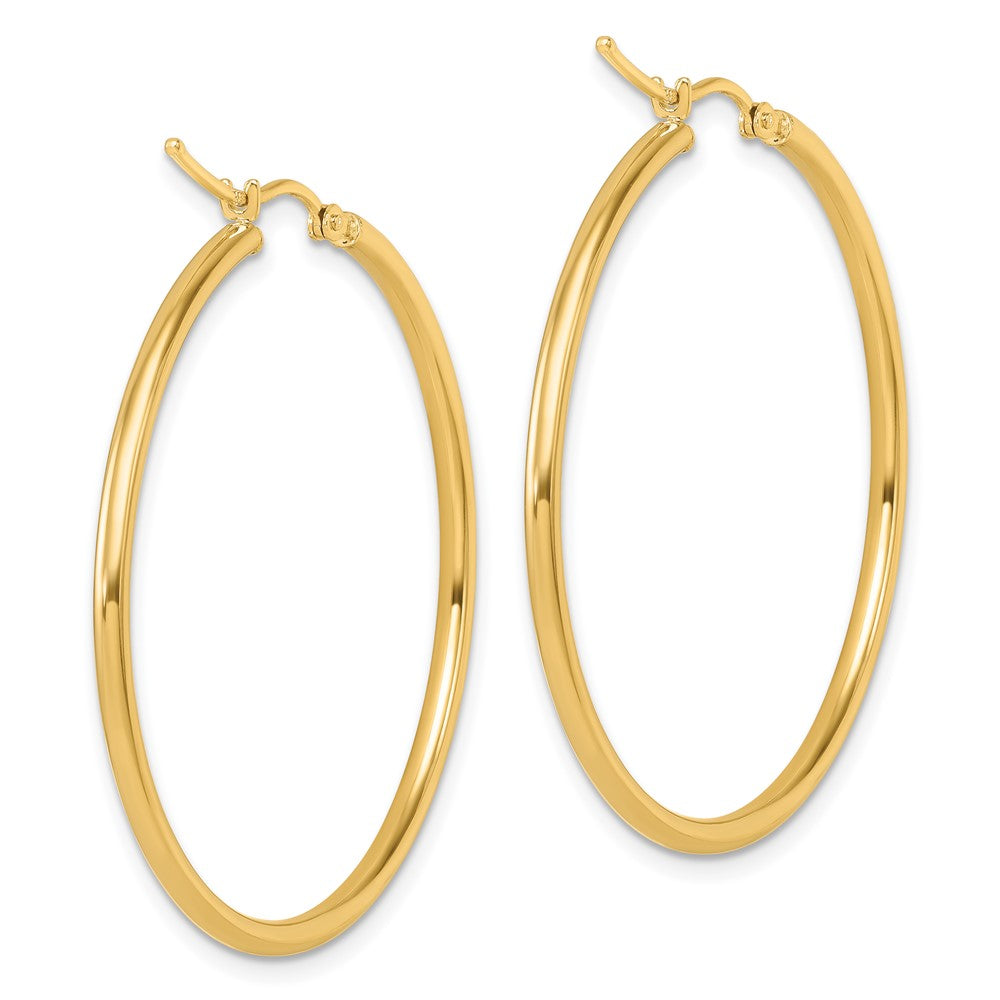 14K Yellow Gold 2X40mm Polished Hoop Earrings