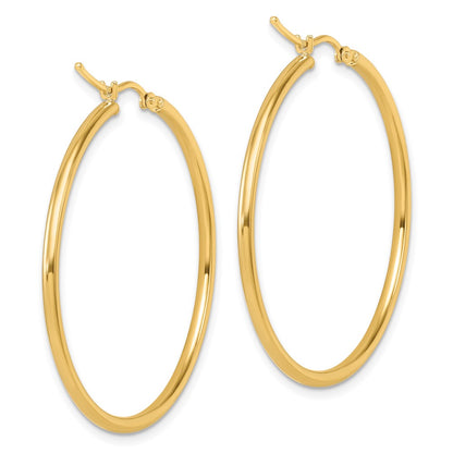 14K Yellow Gold 2X40mm Polished Hoop Earrings
