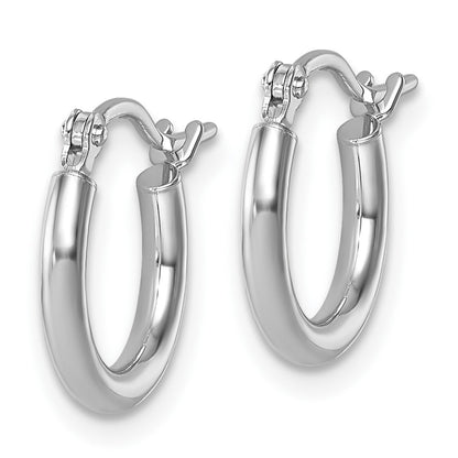 14K White Gold 2X12mm Polished Hoop Earrings