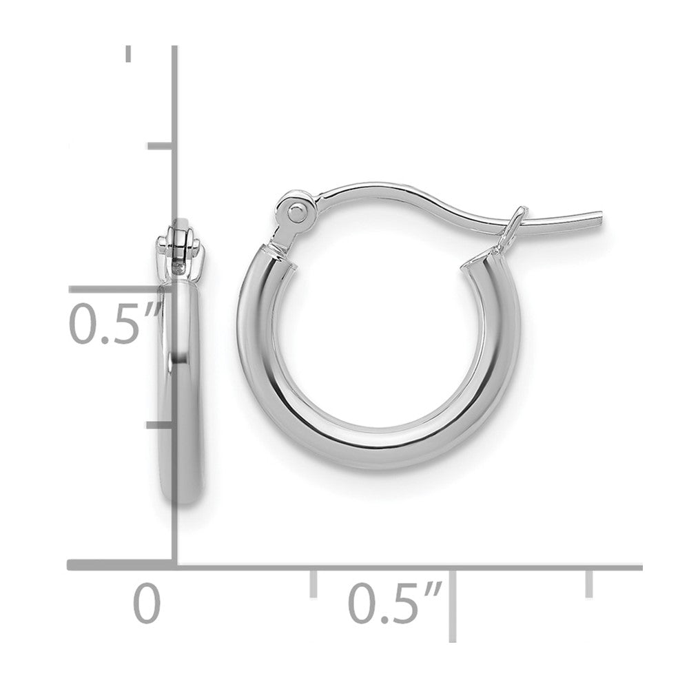 14K White Gold 2X12mm Polished Hoop Earrings