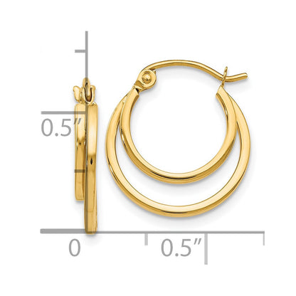14K Yellow Gold Polished Hinged Hoop Earrings
