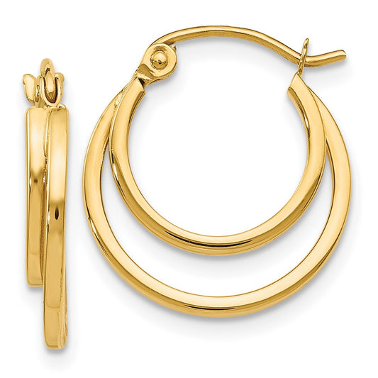 14K Yellow Gold Polished Hinged Hoop Earrings