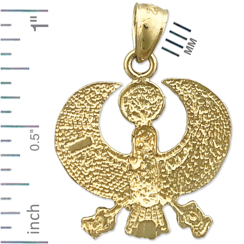 14K Gold Scarab Egyptian Falcon Pendant