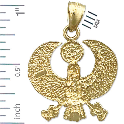 14K Gold Scarab Egyptian Falcon Pendant