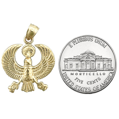 14K Gold Scarab Egyptian Falcon Pendant