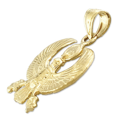 14K Gold Scarab Egyptian Falcon Pendant