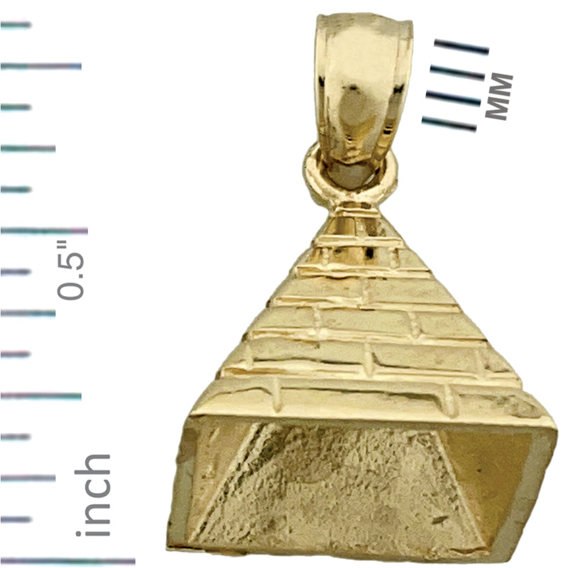 14K Gold 3D Egyptian Pyramid Charm