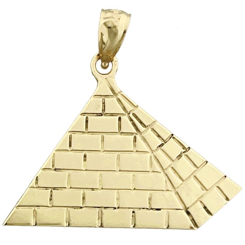 14K Gold 30MM Egyptian Pyramid Pendant
