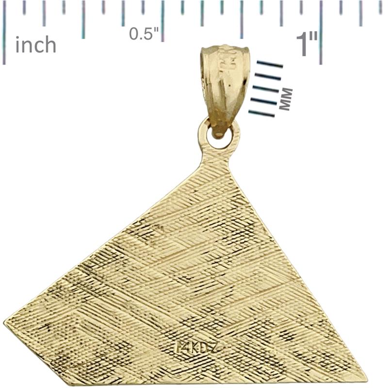 14K Gold 30MM Egyptian Pyramid Pendant