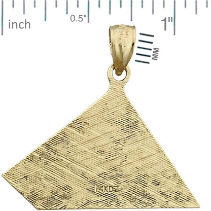 14K Gold 30MM Egyptian Pyramid Pendant