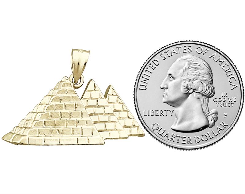 14K Gold Three Egyptian Pyramids Pendant