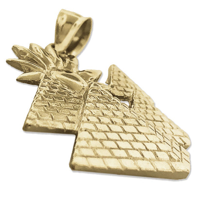 14K Gold 28MM Egyptian Pyramids with Sun Pendant