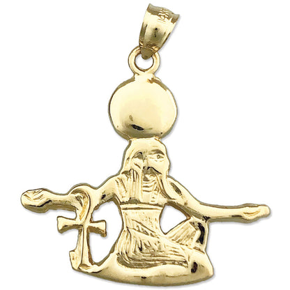 14K Gold Egyptian Ra God of the Sun Pendant